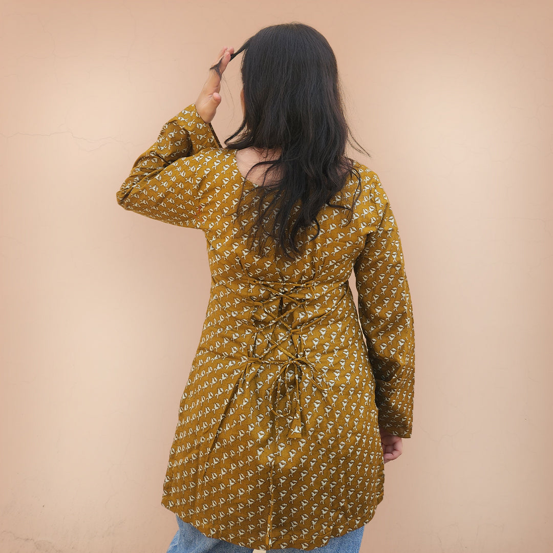 Noor - Floral Corset in Mustard