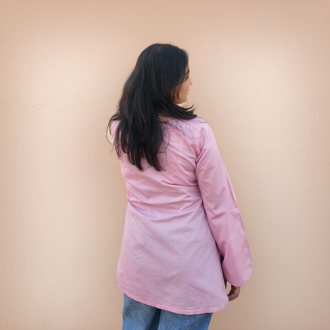 Bow-Rani - Embroidered Kurti in Pink