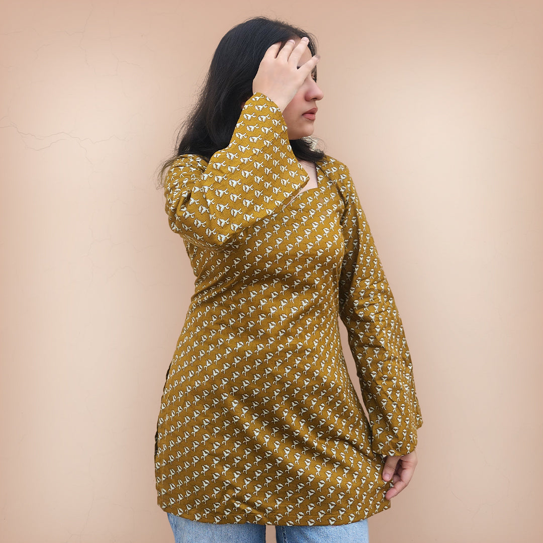 Noor - Floral Corset in Mustard