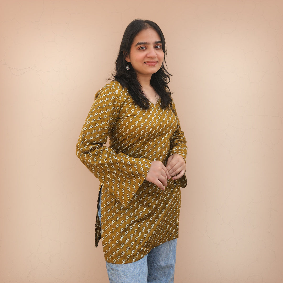 Noor - Floral Corset in Mustard