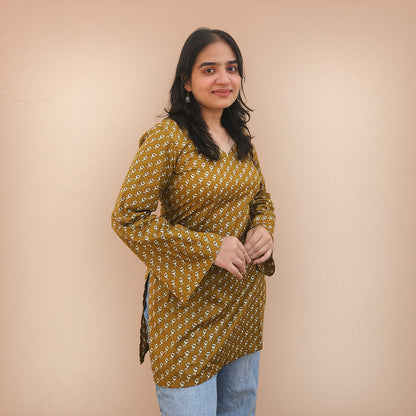 Noor - Floral Corset in Mustard
