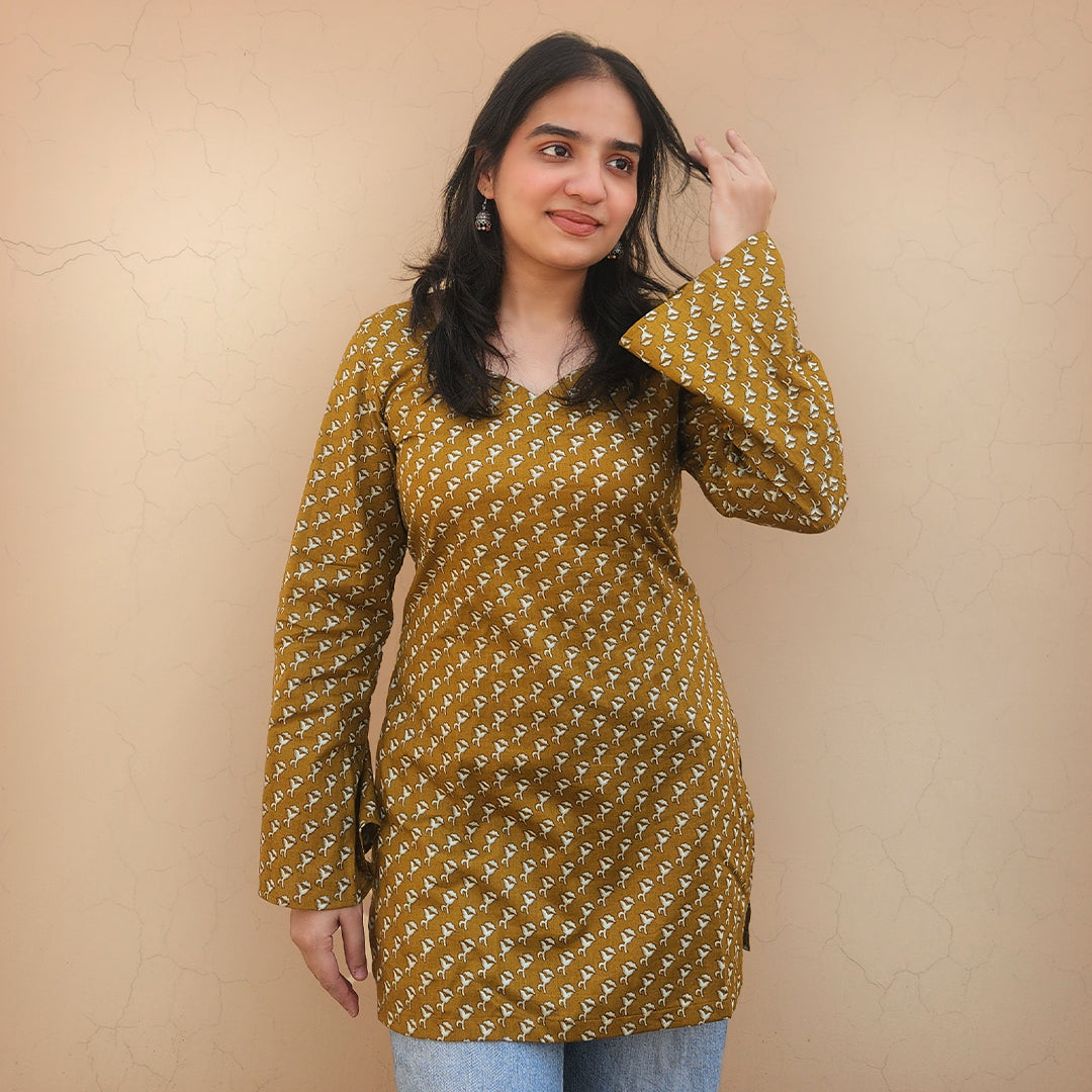 Noor - Floral Corset in Mustard